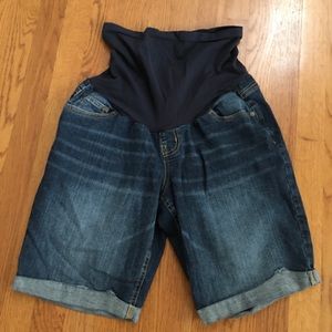 Indigo Blue Maternity Dark Denim Jean Shorts Women Size XL